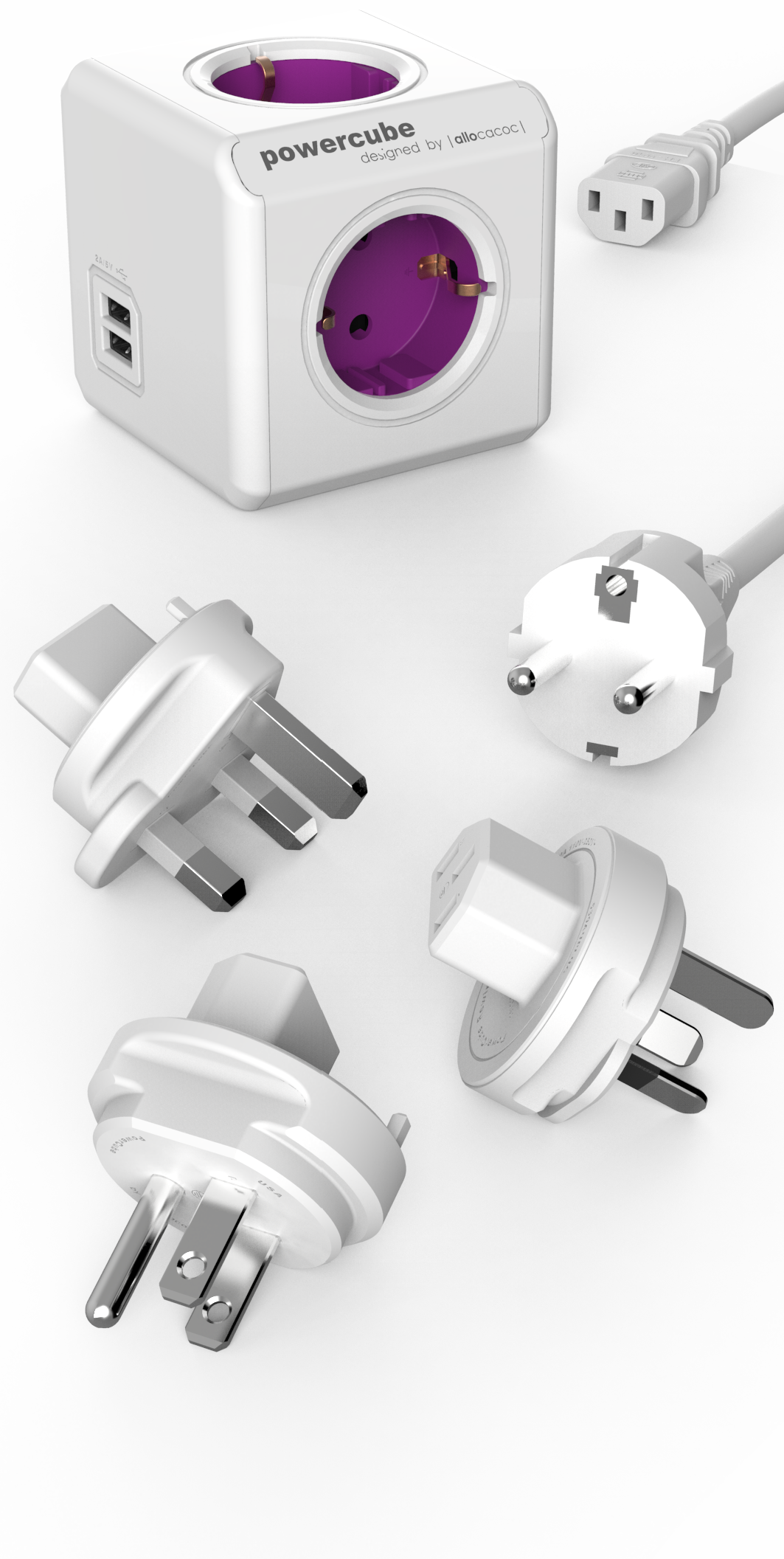 PowerCube ReWirable USB met reisplugs en apparaatsnoer